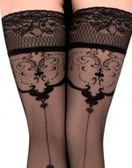 Ballerina - Fantasy Hold Ups Ornament- Kousen - 20 denier - Zwart - maat S/M