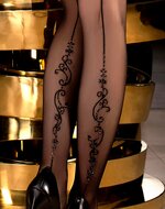 Ballerina - Fantasy Tights - Celestial Scroll - Panty - 20 denier - Zwart - maat S/M