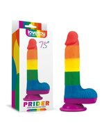 Lovetoy - Rainbow Pride Dildo met Scrotum 19.5 cm