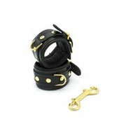 Kiotos Leather - Lederen Polsboeien Met Goudkleurige Metalen Hardware - Zwart