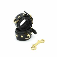 Kiotos Leather - Lederen Polsboeien Met Goudkleurige Metalen Hardware - Zwart