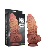 LoveToy - XXL Extreme Dildo met Touw Motief - Lengte 24 cm - Bruin/Nude