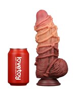LoveToy - XXL Extreme Dildo met Touw Motief - Lengte 24 cm - Bruin/Nude