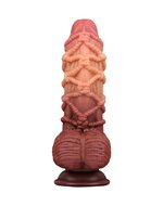 LoveToy - XXL Extreme Dildo met Touw Motief - Lengte 24 cm - Bruin/Nude