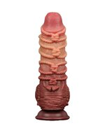LoveToy - XXL Extreme Dildo met Touw Motief - Lengte 24 cm - Bruin/Nude