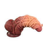 LoveToy - XXL Extreme Dildo met Touw Motief - Lengte 24 cm - Bruin/Nude