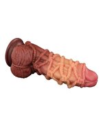 LoveToy - XXL Extreme Dildo met Touw Motief - Lengte 24 cm - Bruin/Nude