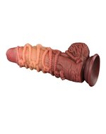 LoveToy - XXL Extreme Dildo met Touw Motief - Lengte 24 cm - Bruin/Nude