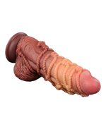 LoveToy - XXL Extreme Dildo met Touw Motief - Lengte 24 cm - Bruin/Nude