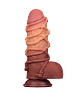 LoveToy - XXL Extreme Dildo met Touw Motief - Lengte 24.5 cm - Bruin/Lichte Huidskleur