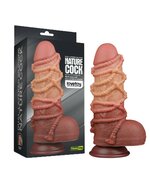 LoveToy - XXL Extreme Dildo met Touw Motief - Lengte 24.5 cm - Bruin/Lichte Huidskleur