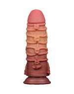 LoveToy - XXL Extreme Dildo met Touw Motief - Lengte 24.5 cm - Bruin/Lichte Huidskleur