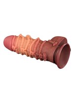 LoveToy - XXL Extreme Dildo met Touw Motief - Lengte 24.5 cm - Bruin/Lichte Huidskleur