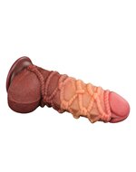 LoveToy - XXL Extreme Dildo met Touw Motief - Lengte 24.5 cm - Bruin/Lichte Huidskleur