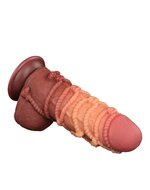 LoveToy - XXL Extreme Dildo met Touw Motief - Lengte 24.5 cm - Bruin/Lichte Huidskleur