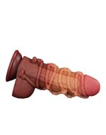 LoveToy - XXL Extreme Dildo met Touw Motief - Lengte 24.5 cm - Bruin/Lichte Huidskleur