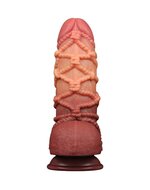 LoveToy - XXL Extreme Dildo met Touw Motief - Lengte 24.5 cm - Bruin/Lichte Huidskleur