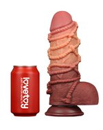 LoveToy - XXL Extreme Dildo met Touw Motief - Lengte 24.5 cm - Bruin/Lichte Huidskleur
