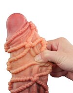 LoveToy - XXL Extreme Dildo met Touw Motief - Lengte 24.5 cm - Bruin/Lichte Huidskleur