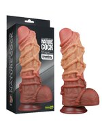 LoveToy - XXL Extreme Dildo met Touw Motief - Lengte 26.5 cm - Bruin/Lichte Huidskleur