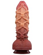 LoveToy - XXL Extreme Dildo met Touw Motief - Lengte 26.5 cm - Bruin/Lichte Huidskleur