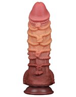 LoveToy - XXL Extreme Dildo met Touw Motief - Lengte 26.5 cm - Bruin/Lichte Huidskleur