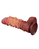 LoveToy - XXL Extreme Dildo met Touw Motief - Lengte 26.5 cm - Bruin/Lichte Huidskleur