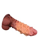 LoveToy - XXL Extreme Dildo met Touw Motief - Lengte 26.5 cm - Bruin/Lichte Huidskleur