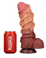 LoveToy - XXL Extreme Dildo met Touw Motief - Lengte 26.5 cm - Bruin/Lichte Huidskleur