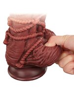 LoveToy - XXL Extreme Dildo met Touw Motief - Lengte 26.5 cm - Bruin/Lichte Huidskleur