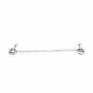 Kiotos Steel - Stalen Tepelklem Ringen Met Ketting - RVS - Lengte Ketting 38 cm