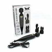 Pixey Turbo - Wand Vibrator - Massager - Black Edition - Met Twee Opzetstukken