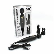 Pixey Turbo - Wand Vibrator - Massager - Black Edition - Met Twee Opzetstukken