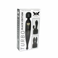 Pixey Turbo - Wand Vibrator - Massager - Black Edition - Met Twee Opzetstukken
