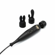 Pixey Turbo - Wand Vibrator - Massager - Black Edition - Met Twee Opzetstukken