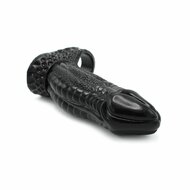 Kiotos Monstar 01 - Penis Sleeve - Penisverlenging - Met Ball Stretcher Opening - Siliconen - Zwart