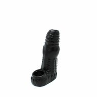 Kiotos Monstar 05 - Penis Sleeve - Penisverlenging - Met Ball Stretcher Opening - Diameter Ø 50 mm - Siliconen - Zwart