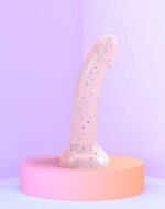 Love to Love - Dildo - Dildoll Starlight - Buigbaar - Siliconen - Met Gouden Glitterende Sterren - Roze