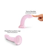 Love to Love - Dildo - Dildoll Starlight - Buigbaar - Siliconen - Met Gouden Glitterende Sterren - Roze