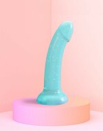 Love to Love - Dildo - Dildoll Nightfall - Buigbaar - Siliconen - Blauw Met Gouden Glitterende Sterren