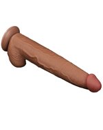 Lovetoy - Dildo - Sliding Skin Dildo - Lengte 34 cm - Bruin