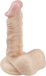 Deep Desire - PVC Dildo met Balzak en Zuignap - 16,5 cm - Lichte Huidskleur-Erotiekvoordeel.nl