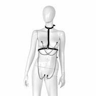 Kiotos - Lederen Collar Chest met 4 Clamps - Dé Ultieme Sensatie voor BDSM Liefhebbers!