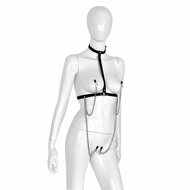 Kiotos - Lederen Collar Chest met 4 Clamps - Dé Ultieme Sensatie voor BDSM Liefhebbers!