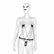 Kiotos Leather - Body Harnas - Leren Riemen Body - Heupriem met Klemmen voor Tepels en Geslachtsdeel - Verstelbaar