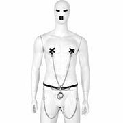 Kiotos Leather - Body Harnas - Leren Riemen Body - Heupriem met Klemmen voor Tepels en Geslachtsdeel - Verstelbaar