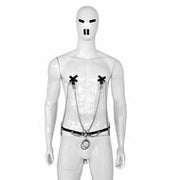 Kiotos Leather - Body Harnas - Leren Riemen Body - Heupriem met Klemmen voor Tepels en Geslachtsdeel - Verstelbaar