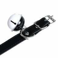 Kiotos - Kunstleren Collar met Belletje - Elegant Zwarte Halsband voor verhoogde sensationele momenten -