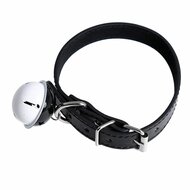 Kiotos - Kunstleren Collar met Belletje - Elegant Zwarte Halsband voor verhoogde sensationele momenten -