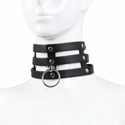 Kiotos - Triple O-Ring Collar - Body Safe Kunstleer - Omtrek: 29/38 cm - 60 gr